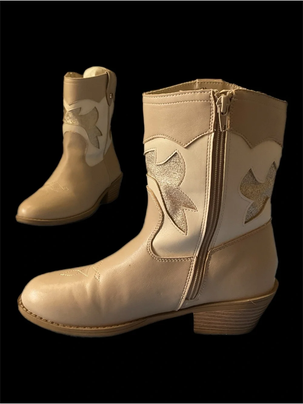 Jessica Simpson Big Girls Sz 5 Western Cowgirl Boot Side Zip Block Heel JES775FF